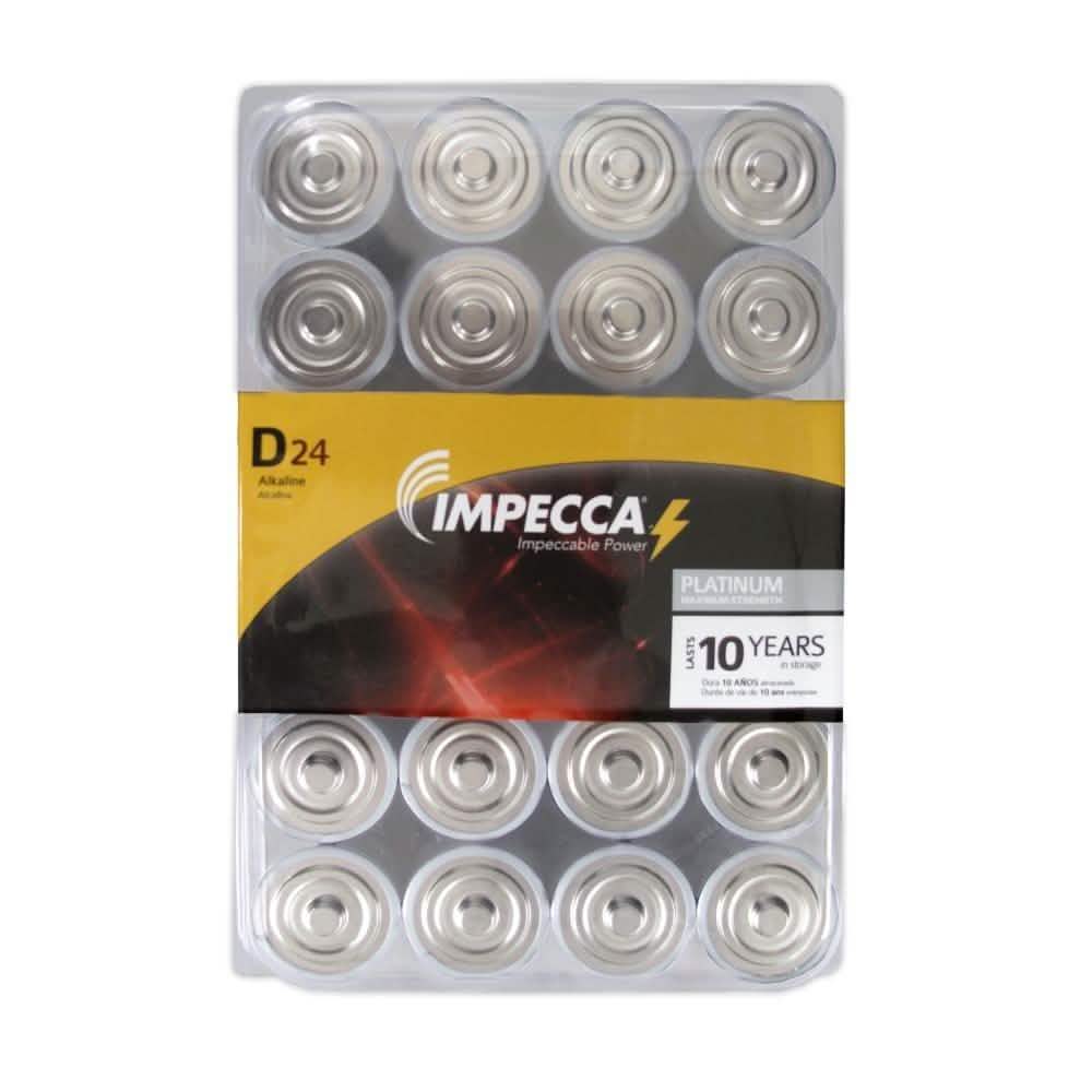 24-Pack: Impecca Alkaline D LR20 Platinum Batteries