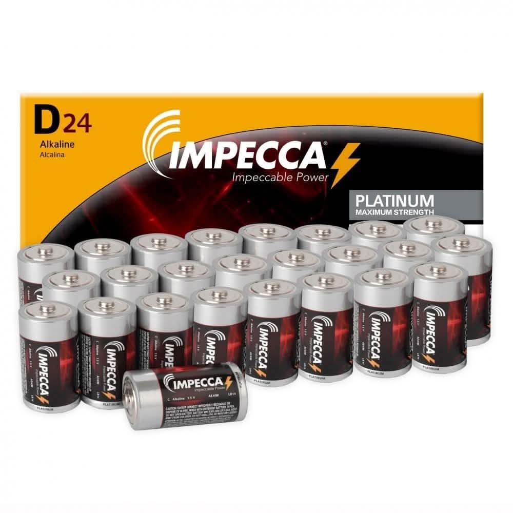 24-Pack: Impecca Alkaline D LR20 Platinum Batteries