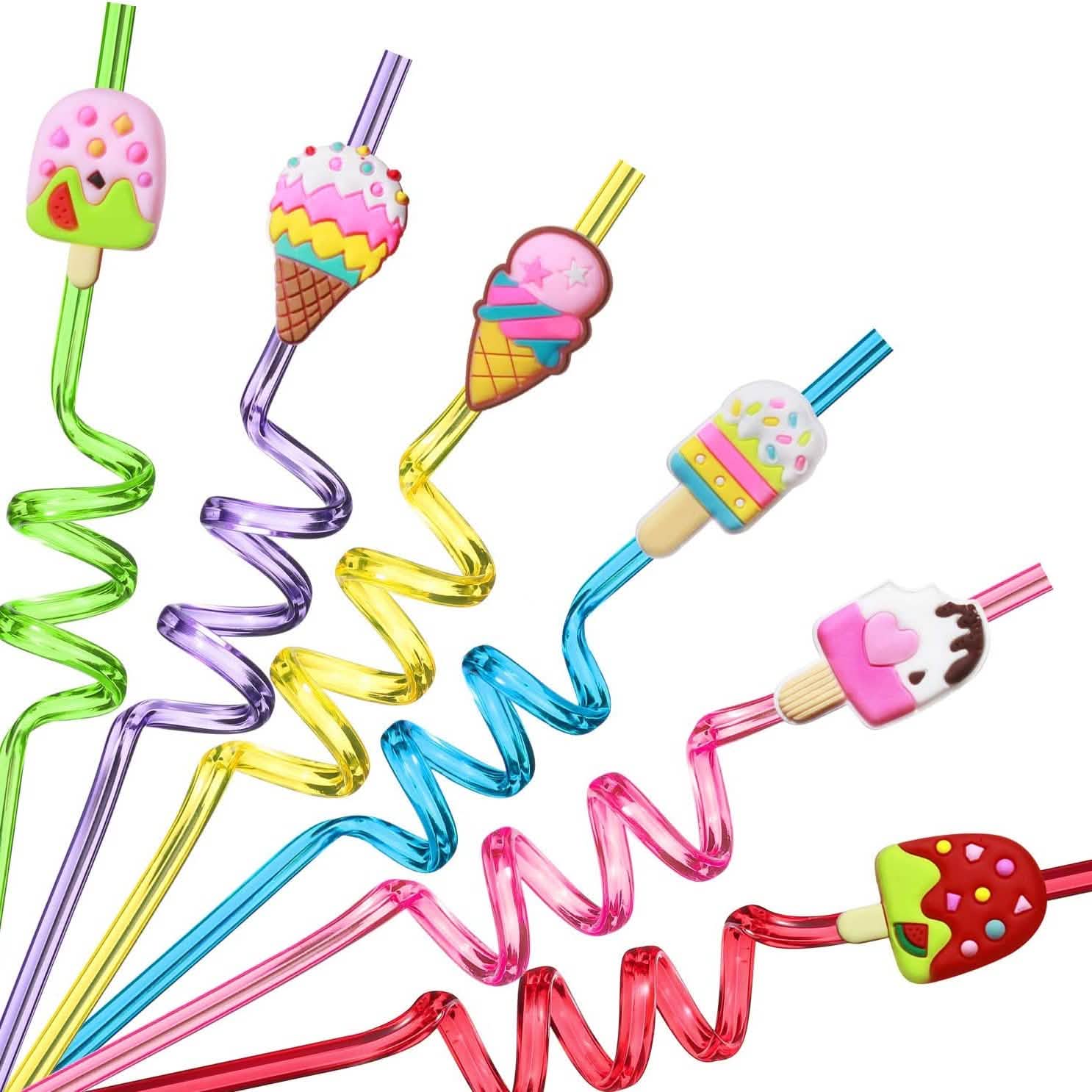 24-Pack: Reusable Ice Cream Straws for Birthday Party Supplies