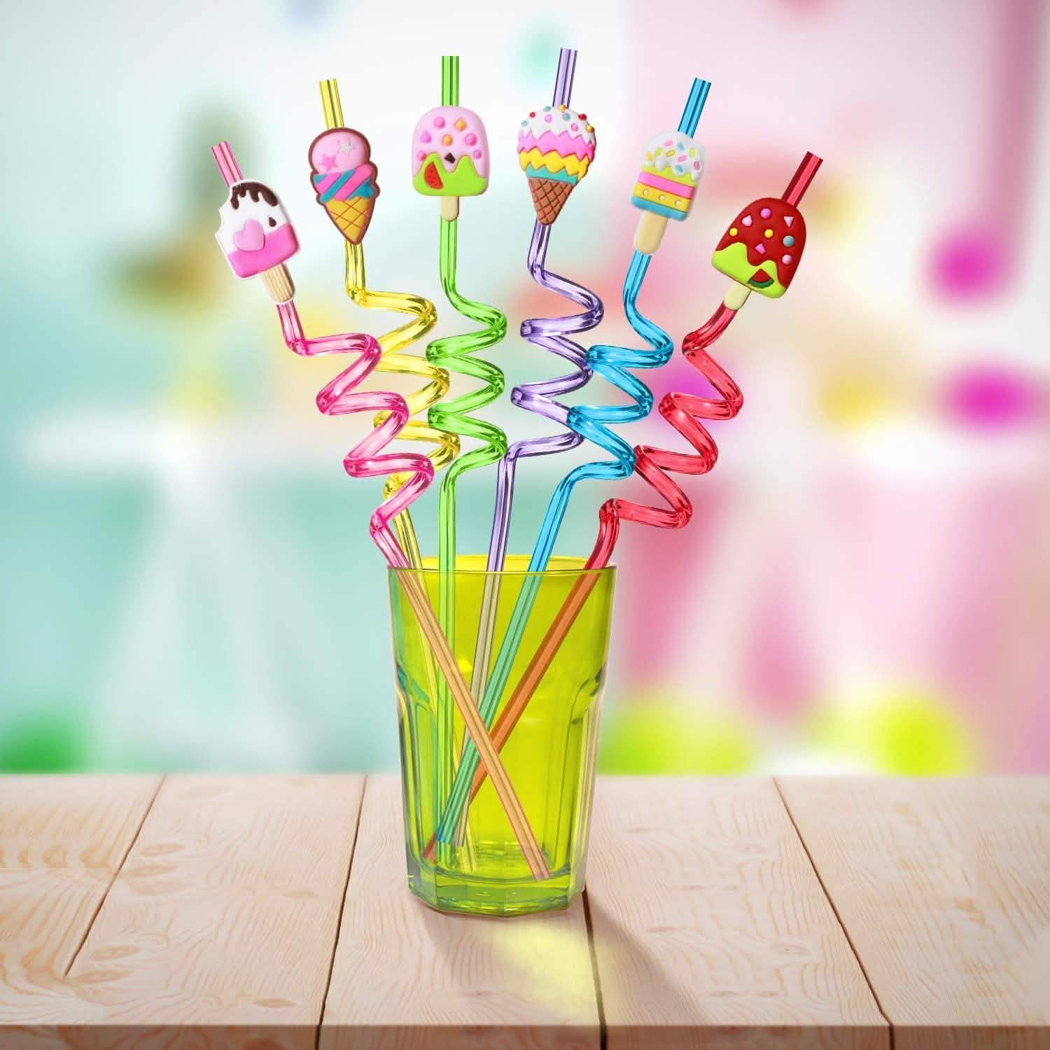 24-Pack: Reusable Ice Cream Straws for Birthday Party Supplies