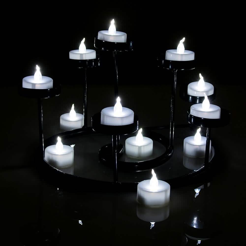 24-Pack: White LED Tealight Timer Candles Battery Operated Flameless Smokeless