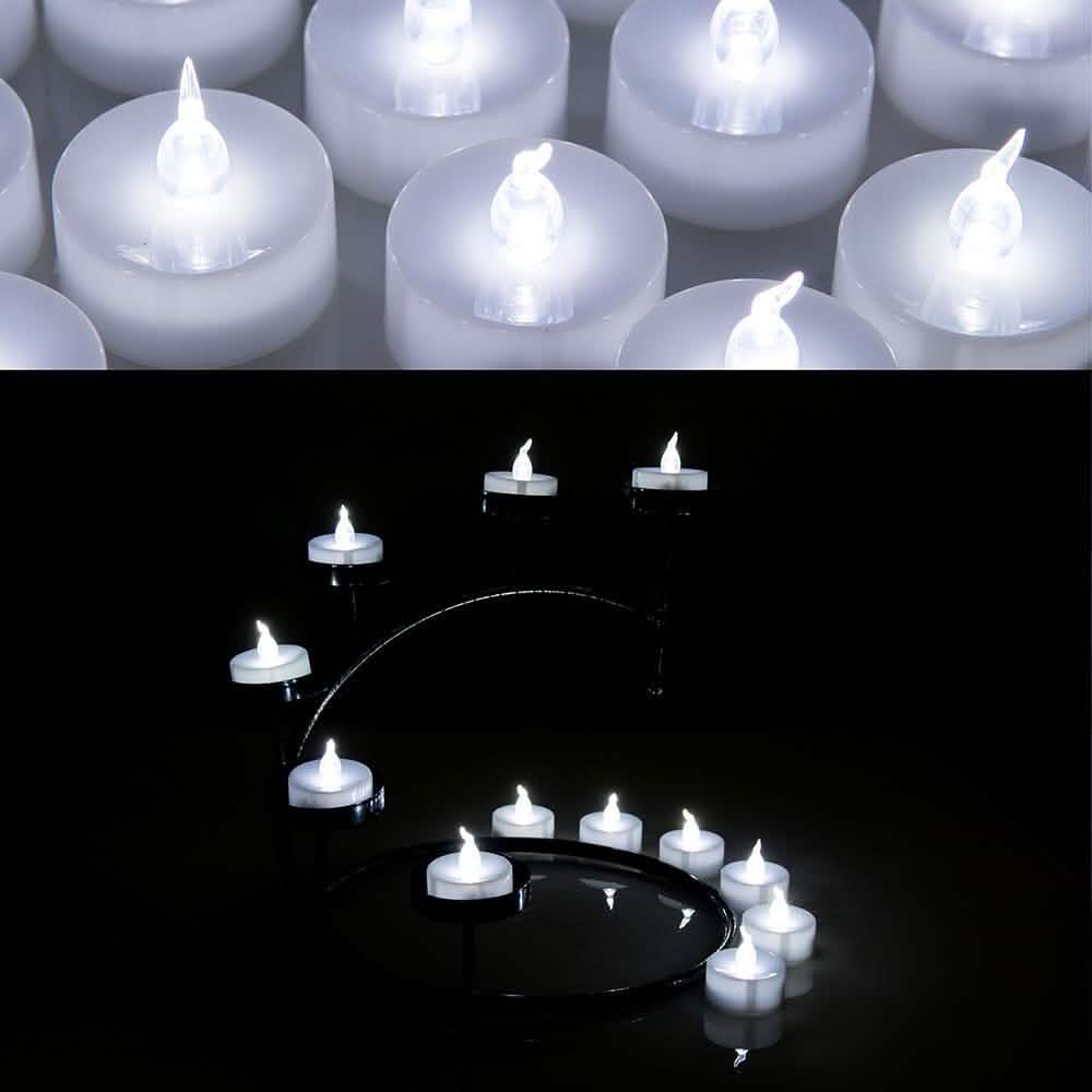 24-Pack: White LED Tealight Timer Candles Battery Operated Flameless Smokeless