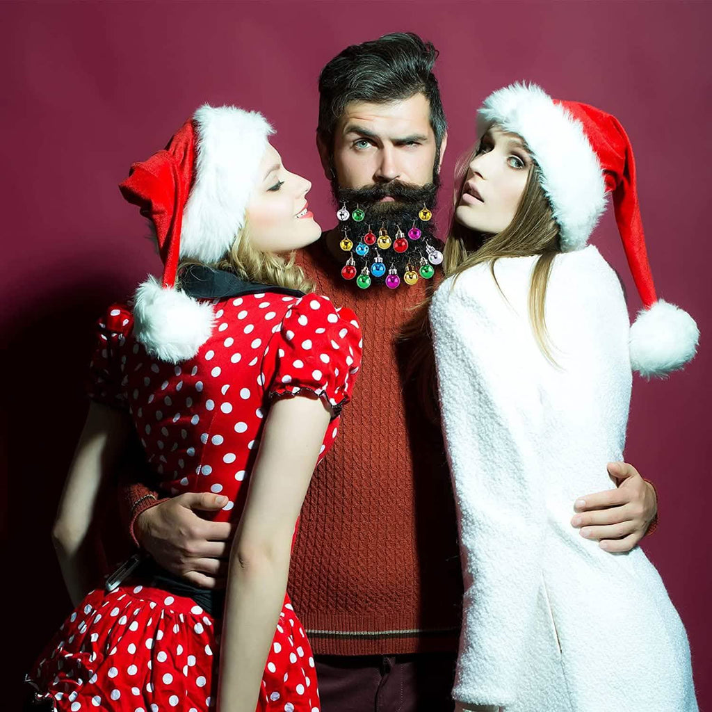24-Piece: Christmas Beard Baubles Ornaments Santa Claus Beard Bells