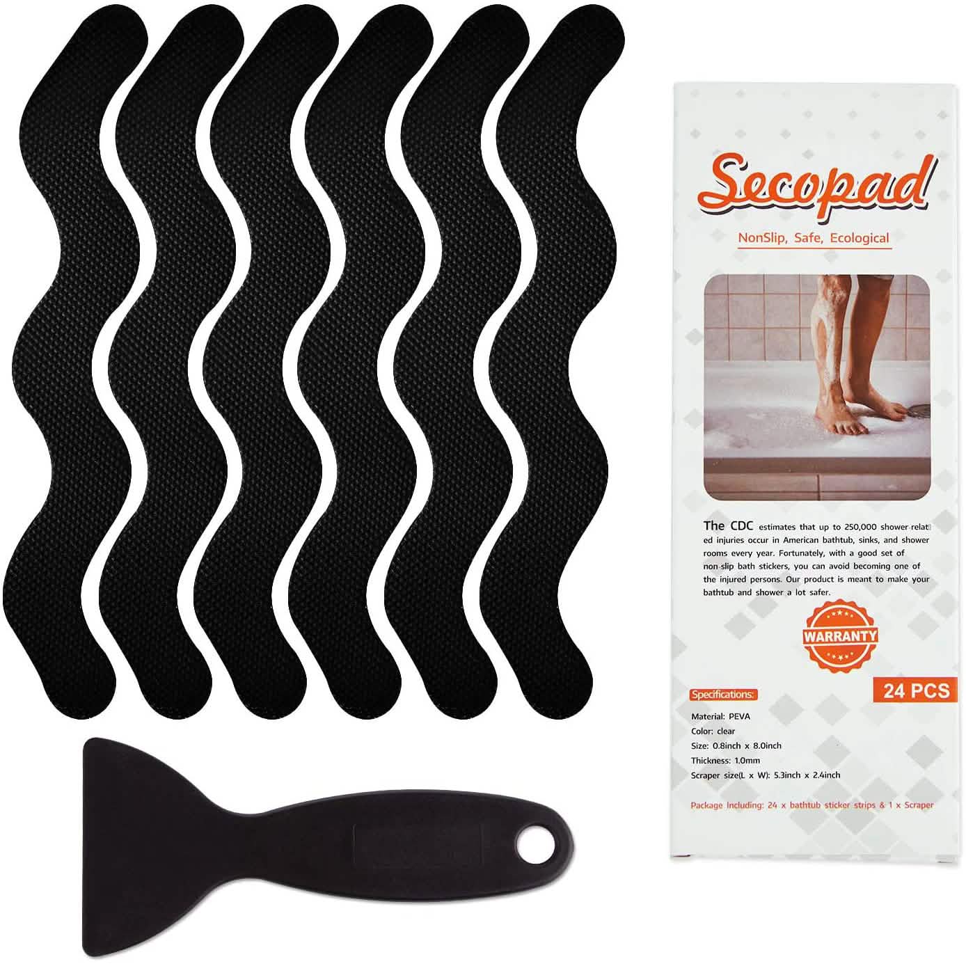 24-Piece: Safe Tub Strips Adhesive Non-Slip Shower Stickers Set