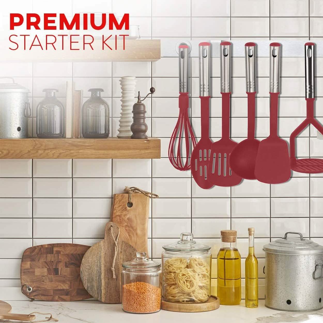 24-Piece Set: Nylon and Stainless Steel Utensil Set