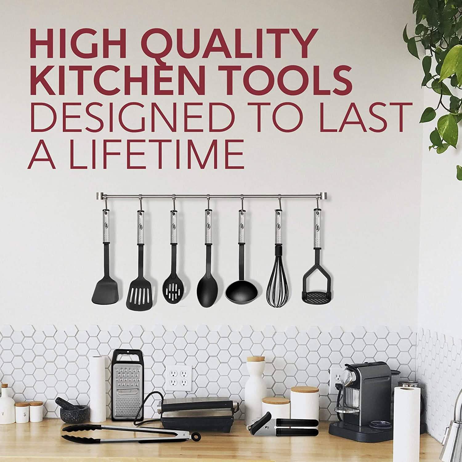 24-Piece Set: Nylon and Stainless Steel Utensil Set