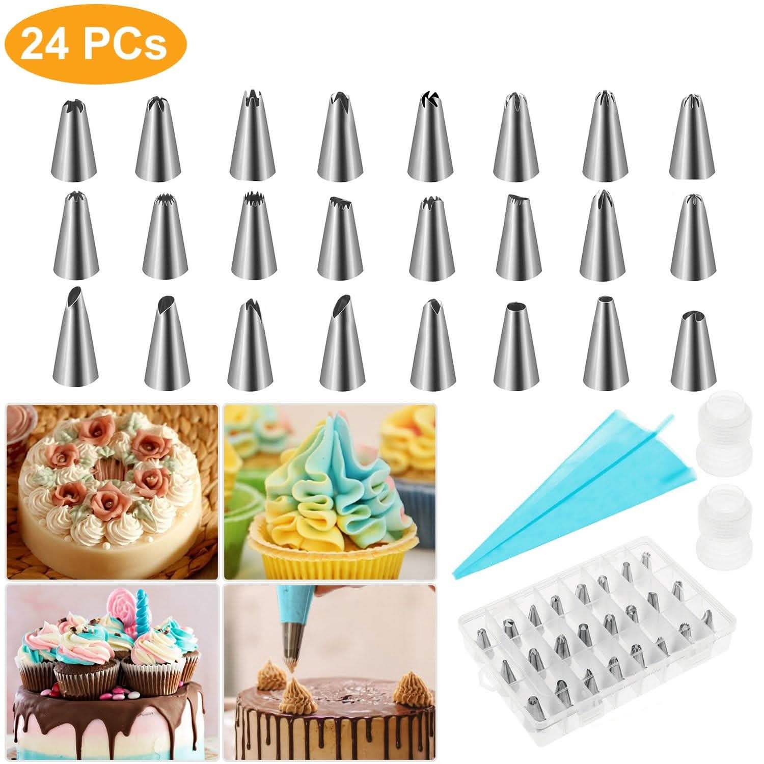 24-Piece: Stainless Steel Cake Decorating Supplies Kit