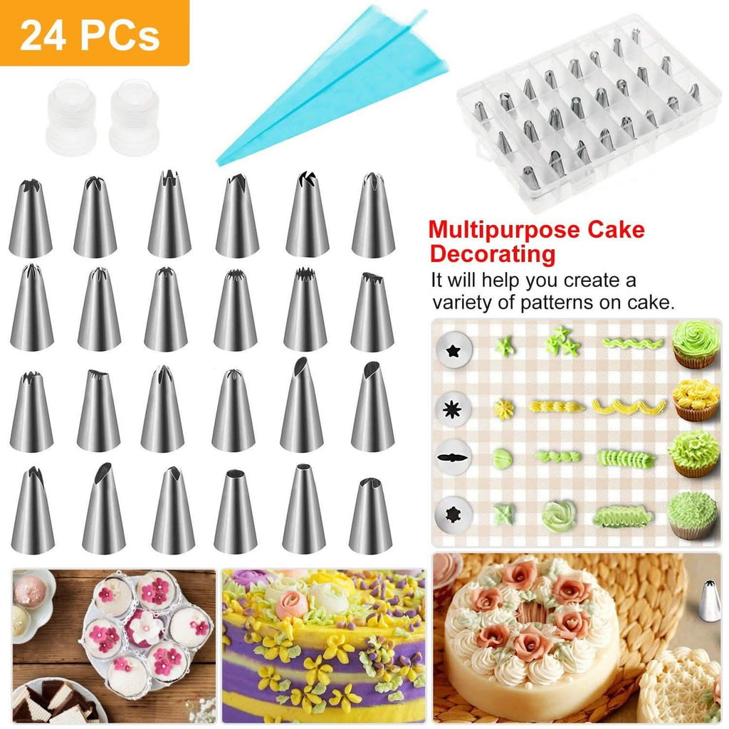 24-Piece: Stainless Steel Cake Decorating Supplies Kit