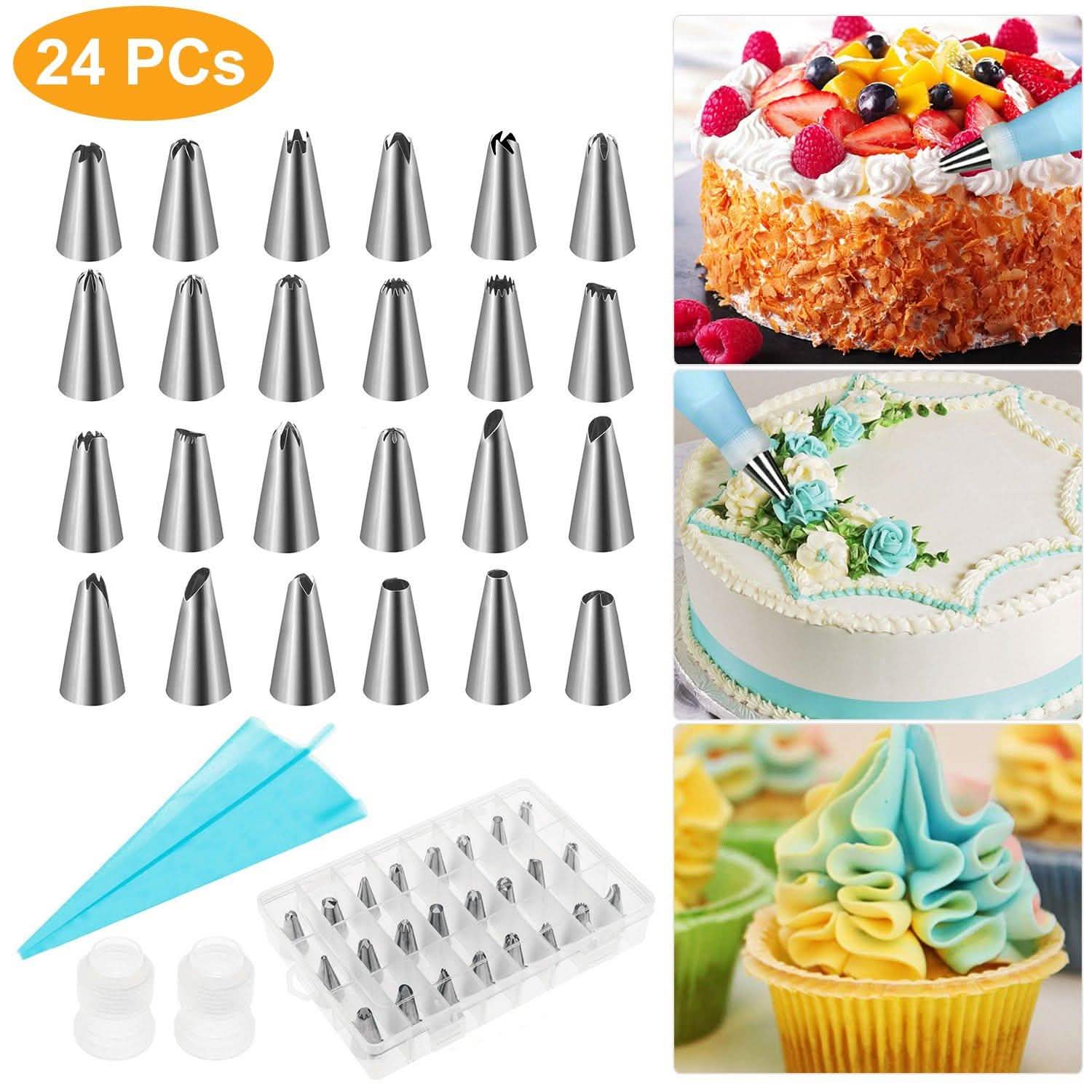 24-Piece: Stainless Steel Cake Decorating Supplies Kit