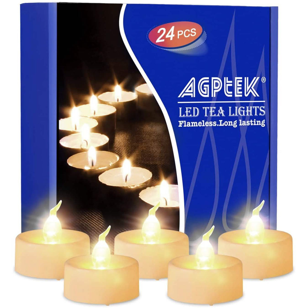 24-Piece: Warm White LED Tealight Flameless Smokeless Candles