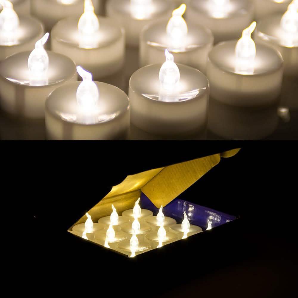 24-Piece: Warm White Tealights Timer Flameless Smokeless Candles