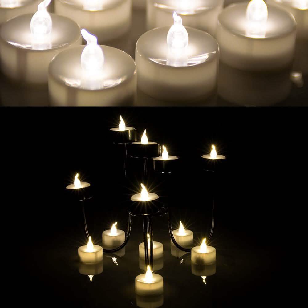 24-Piece: Warm White Tealights Timer Flameless Smokeless Candles