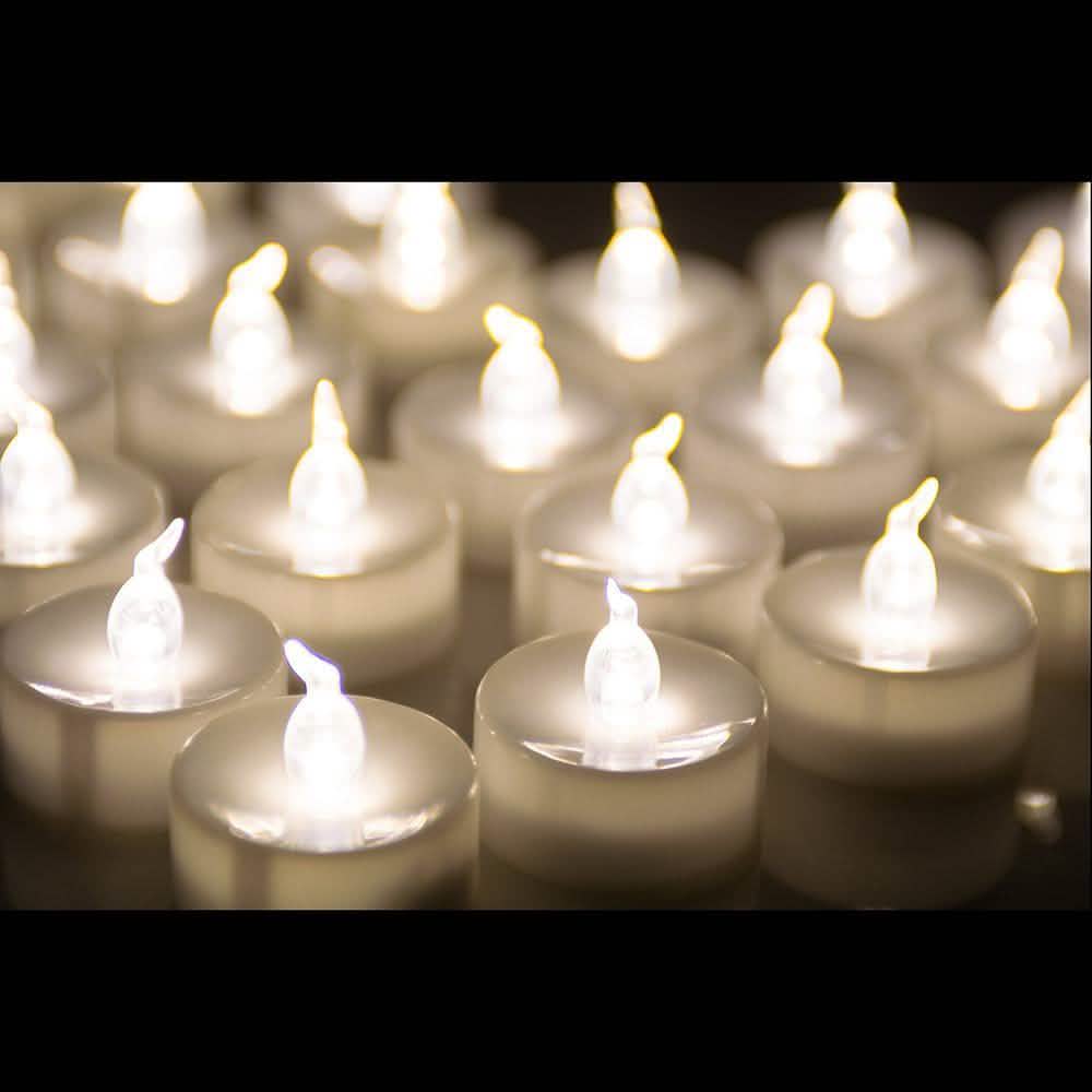 24-Piece: Warm White Tealights Timer Flameless Smokeless Candles