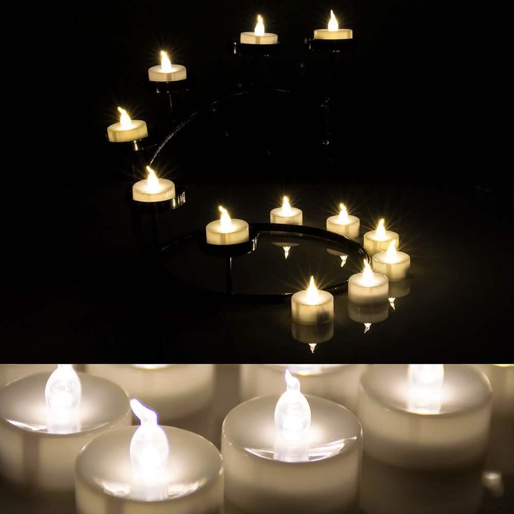 24-Piece: Warm White Tealights Timer Flameless Smokeless Candles