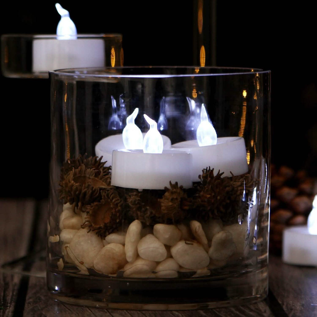 24-Pieces: Cool White LED Flameless Tealight Smokeless Timer Candles