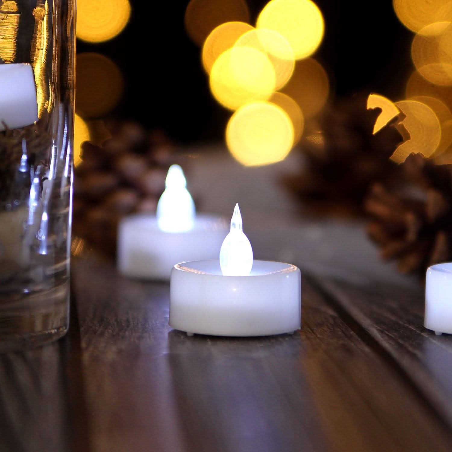 24-Pieces: Cool White LED Flameless Tealight Smokeless Timer Candles