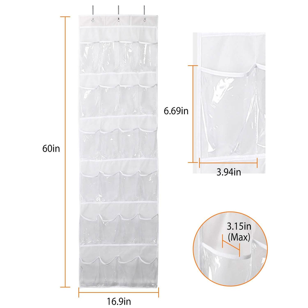 24-Pocket: Over the Door Shoes Rack Crystal Clear Organizer
