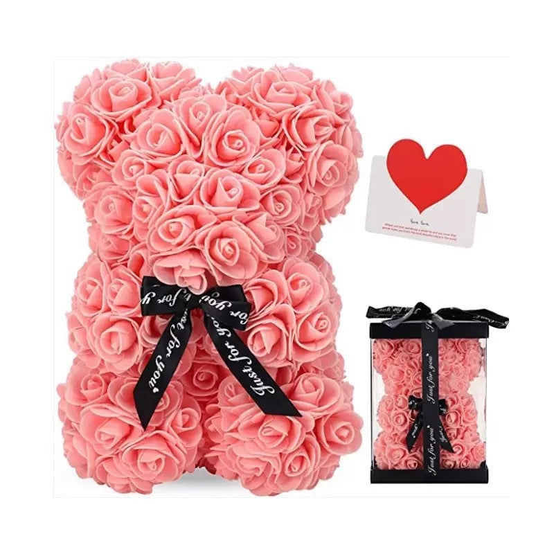 Mother's Day Gift 25cm Foam Flower Bear PE Rose Flower Bear PVC Gift Box Valentine's Day Cross-border Bestseller
