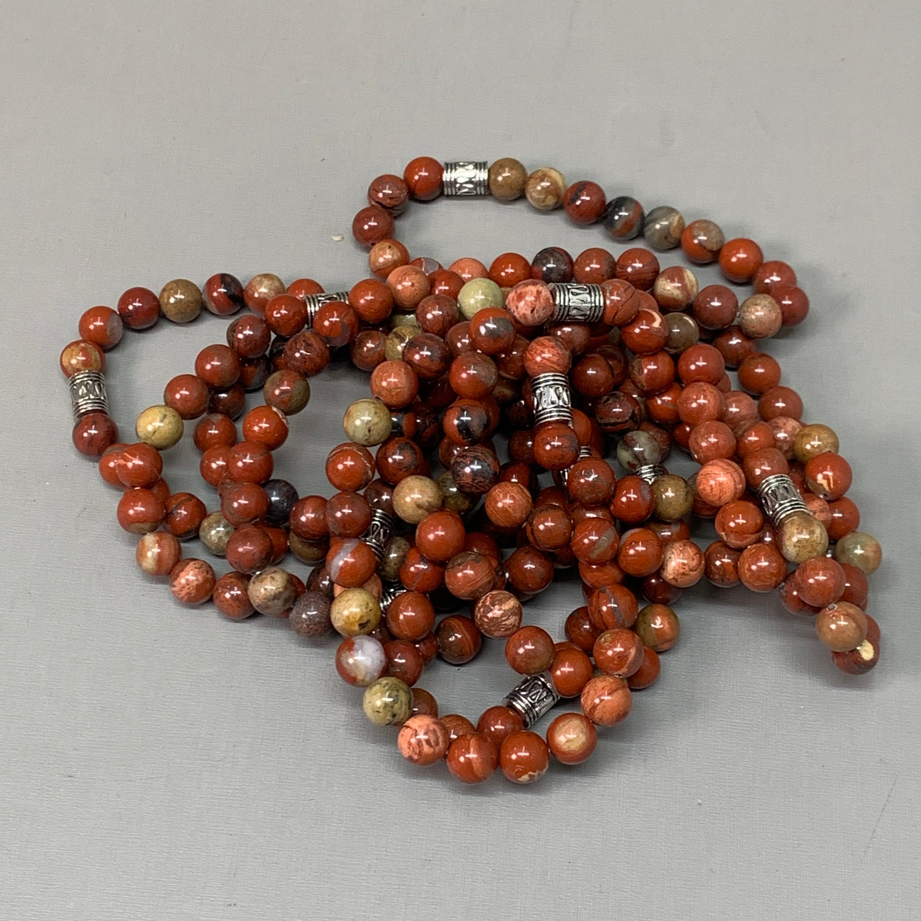 BEST WHOLESALE 12-PACK! Cuffed Beaded Calm Jasper Crystal Bracelets 3"