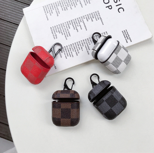 Compatible with  Jacket anti-lost hook wireless Bluetooth headset 2 generation leather case lattice hard shell tide