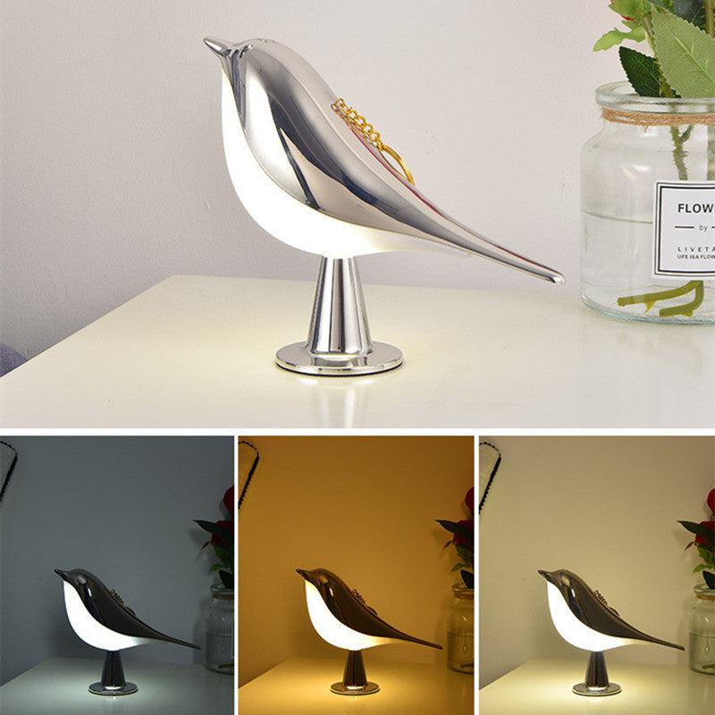 Creative Magpie Aromatherapy Lamp Car mounted Decorative Lamp Bedside Bird Night Lamp Three color Touch Charging Atmosphere Table Lamp