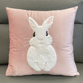 Soft Rabbit Pillow Cover Sofa Cushion Velvet Embroidered Pillow Girl's Heart Pink Cartoon Pillow Cover Cute