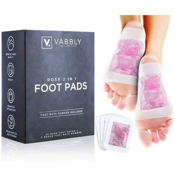 25-Pack: Rose Aroma Bamboo Vinegar Foot Pads with Herbal Foot Bath Powder