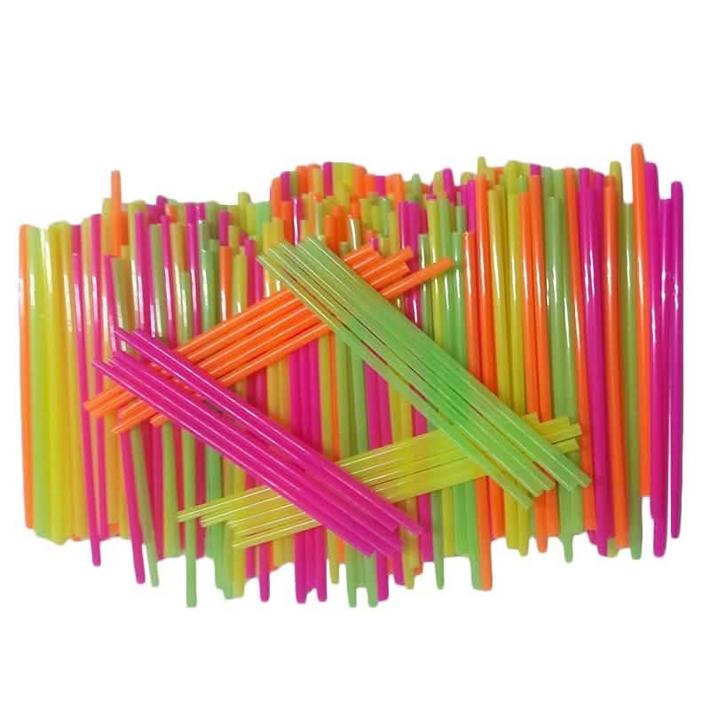 250-Pieces: Wow Plastic Neon Disposable Plastic Drinking Straws