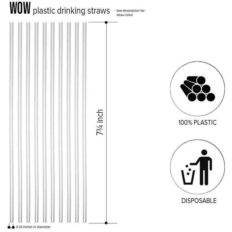 250-Pieces: Wow Plastic Neon Disposable Plastic Drinking Straws