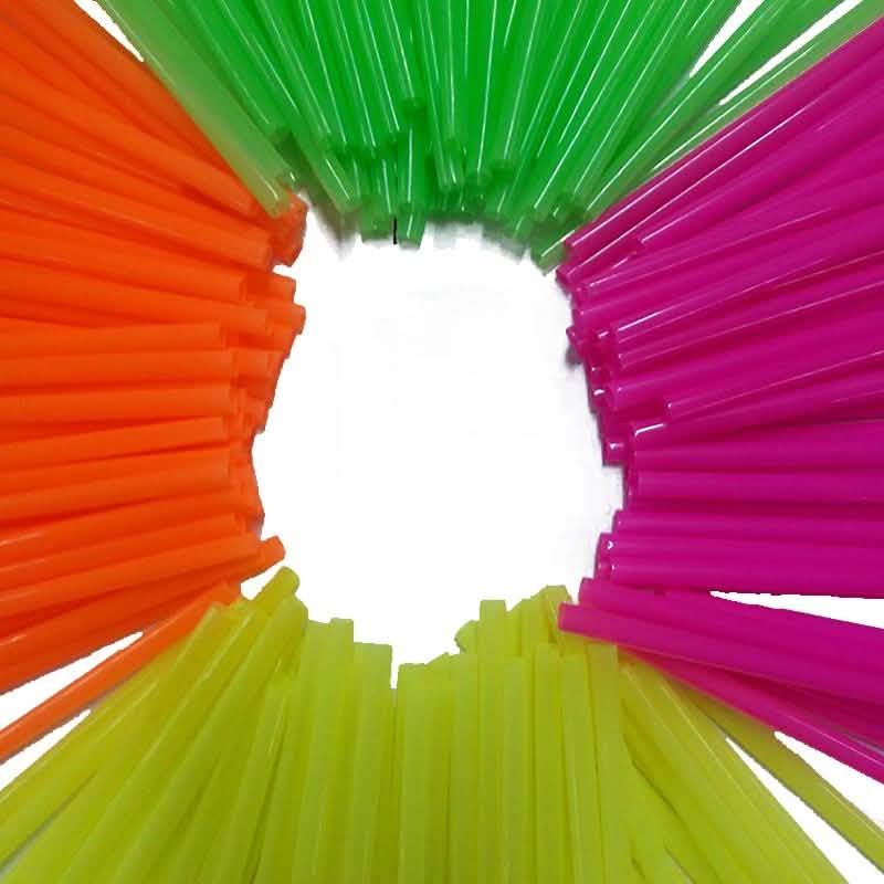 250-Pieces: Wow Plastic Neon Disposable Plastic Drinking Straws