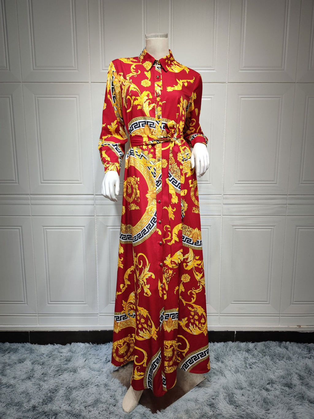 Swing Ladies Print Shirt Dress Middle East Ladies Clothing