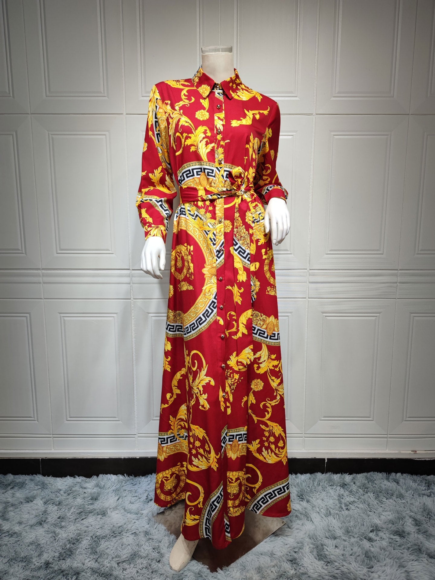 Swing Ladies Print Shirt Dress Middle East Ladies Clothing