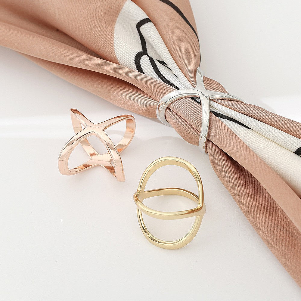 Creative Rice King Star Gold-Plated Scarf Buckle Multi-Purpose X Cross Hollow Smooth Surface Scarf Square Shawl Buckle