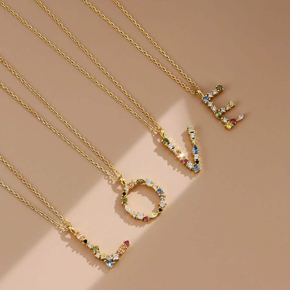 26 Alphabet Necklaces Opal Zirconia 925 Sterling Silver Necklace