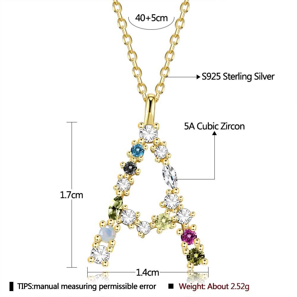 26 Alphabet Necklaces Opal Zirconia 925 Sterling Silver Necklace