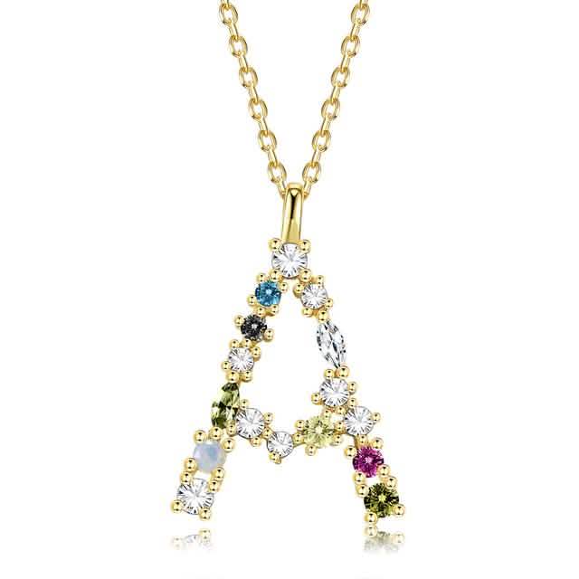 26 Alphabet Necklaces Opal Zirconia 925 Sterling Silver Necklace