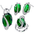 LuxeVerdant™ Pear-Cut Emerald & Gold Halo Jewelry GIFT Set | Elegant Emerald Green Necklace and Earring Gift Set for Women