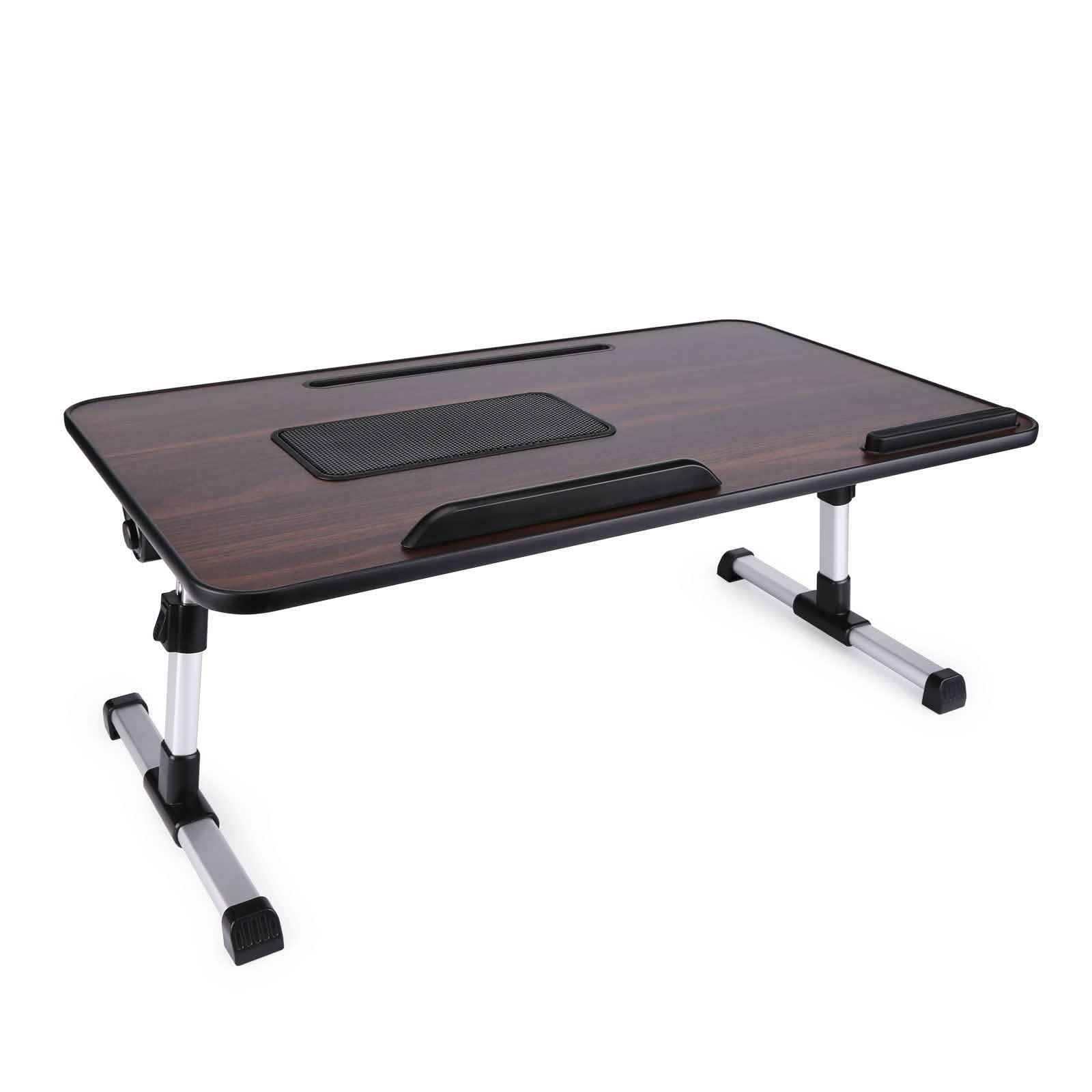 26.6 Foldable Adjustable Laptop Tray Stand Desk with CPU Cooling Fans & Mouse Pad