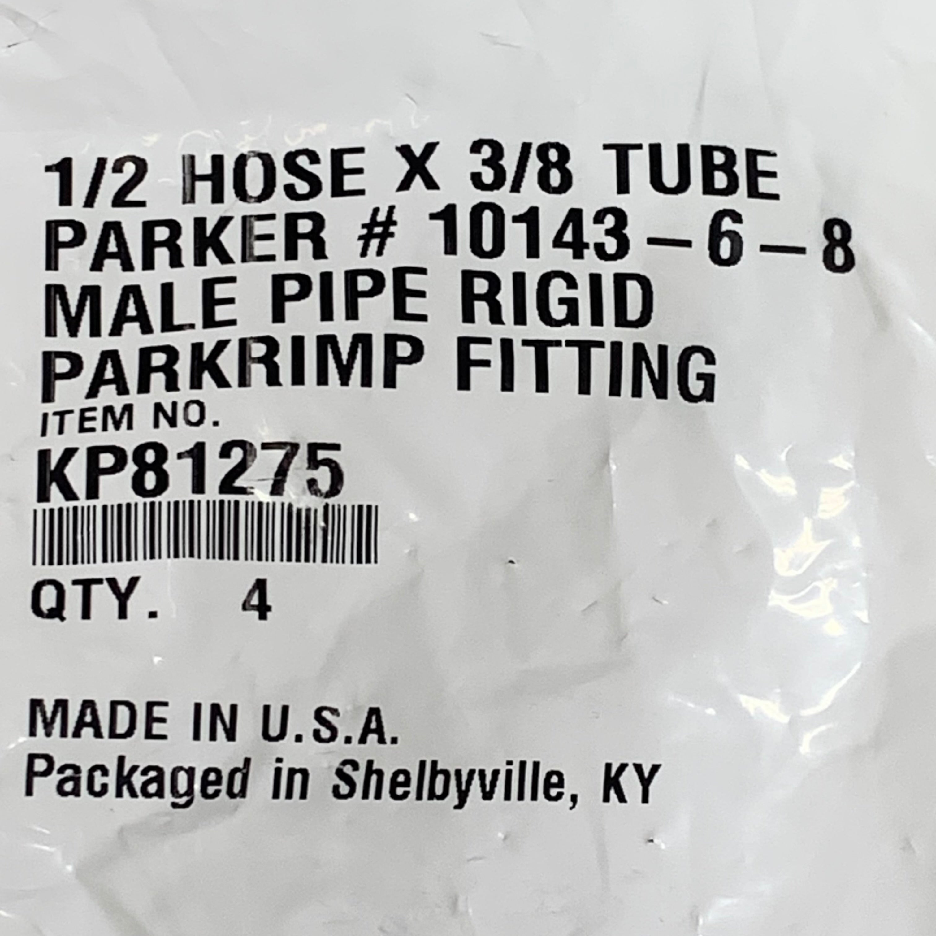 PARKER (4 PACK) Hydraulic Hose Male Pipe RIGID Fitting 1/2" x 3/8" Steel KP81275