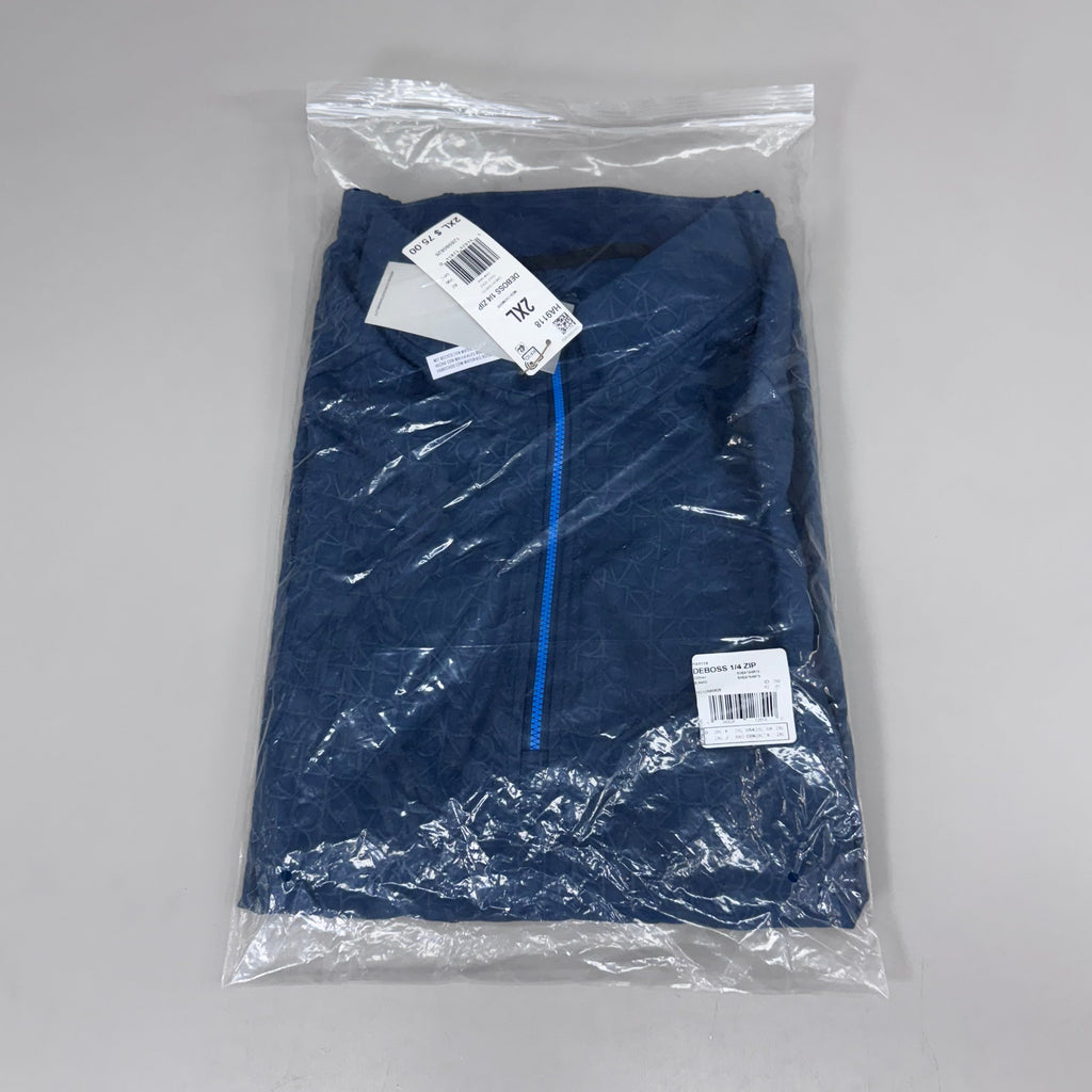 ADIDAS Deboss 1/4" Zip Men's Golf Sweatshirt Sz-2XL Navy Blue HA9118