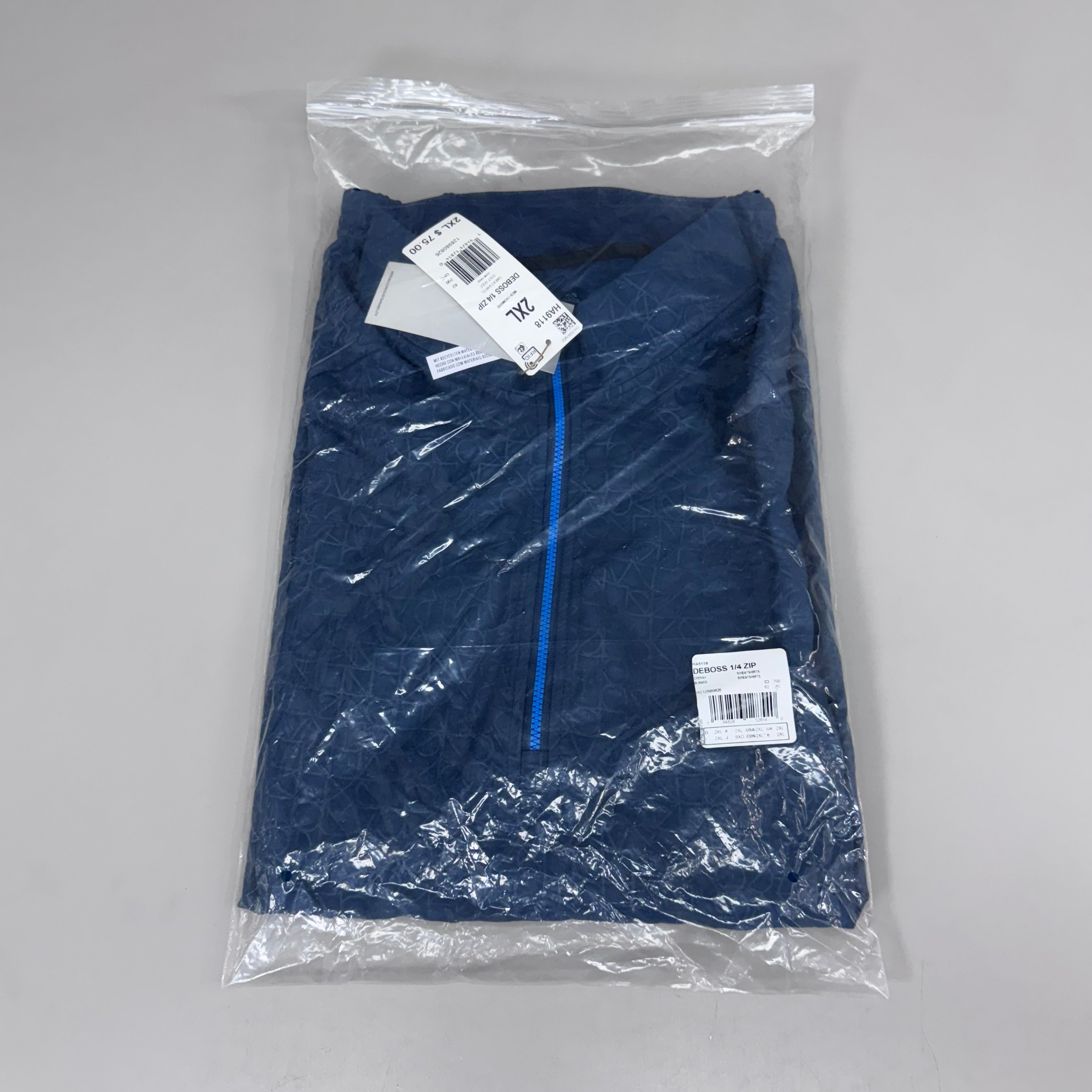 ADIDAS Deboss 1/4" Zip Men's Golf Sweatshirt Sz-2XL Navy Blue HA9118
