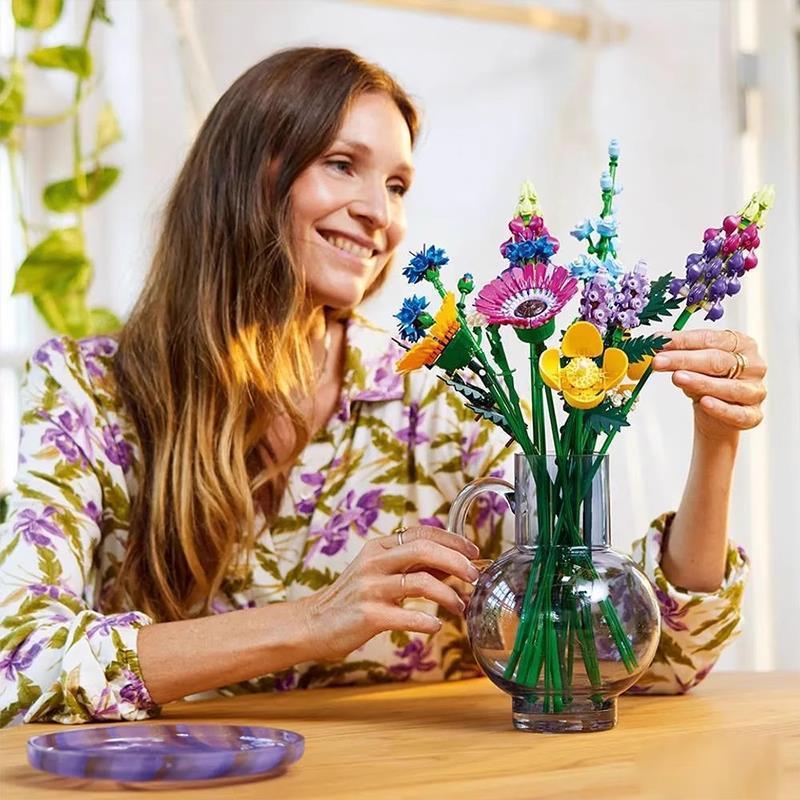Plant Bouquet Puzzle Assembled Building Block Toys