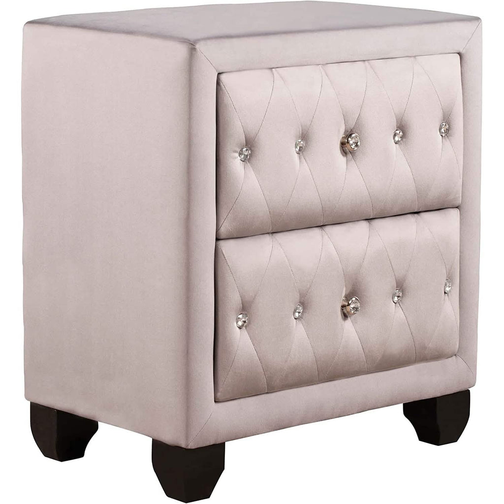 27.9" Tall Bedside Table Blue Upholstered Velvet 2-Drawer Nightstand