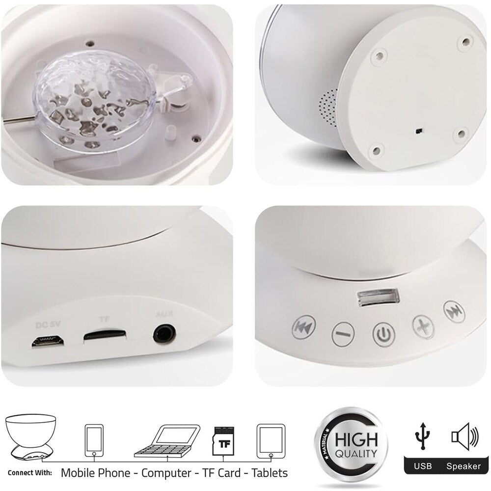 Ocean Wave Projector Light Led Night Lamp Music Player Remote Control USB Starry Projection Living Bedroom Party Decor Gifts