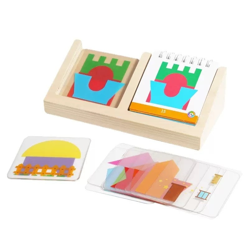 Building Block House Geometric Shape Spatial Reasoning Puzzle Tabletop Game Toy