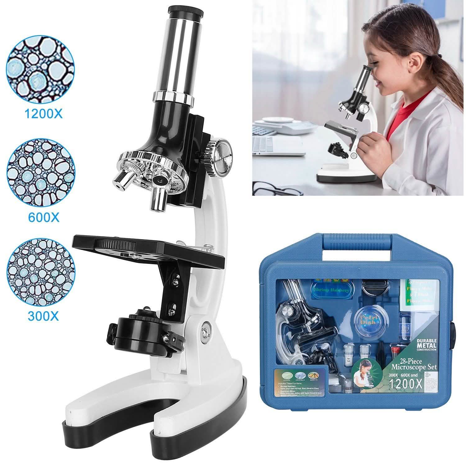 28-Pieces: Kid Microscope Set Experimental Observation Monocular