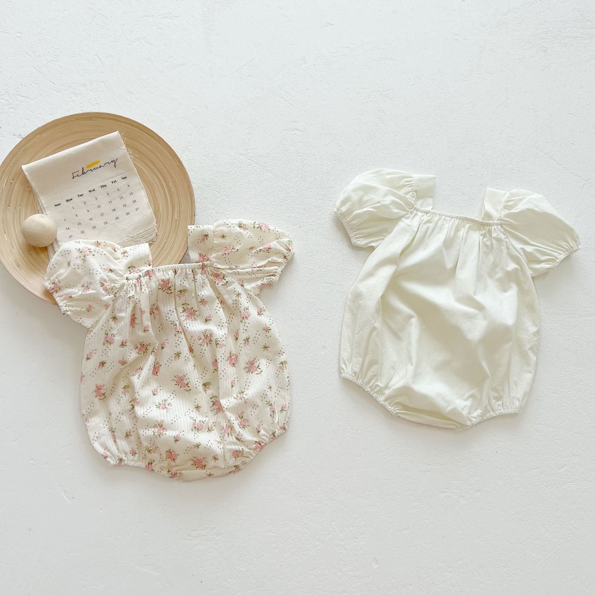 Bow Knot Baby Girl Puff Sleeve Romper