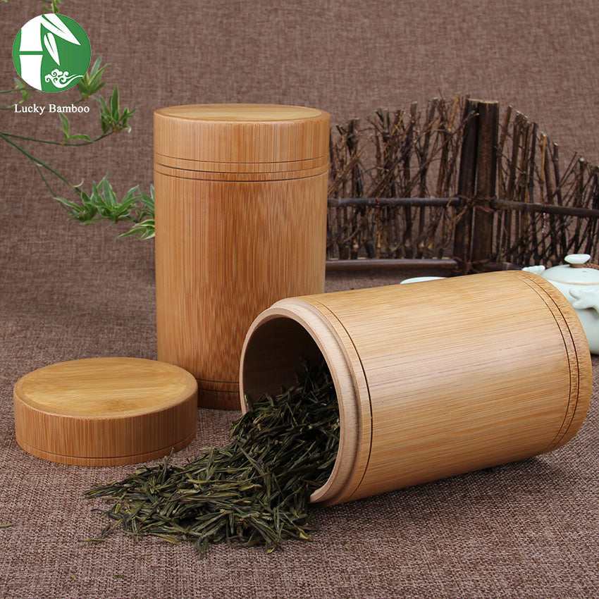Bamboo Storage Bottles Jars Wooden Small Box Containers Handmade For Spices Tea Coffee Sugar Receive With Lid Vintage