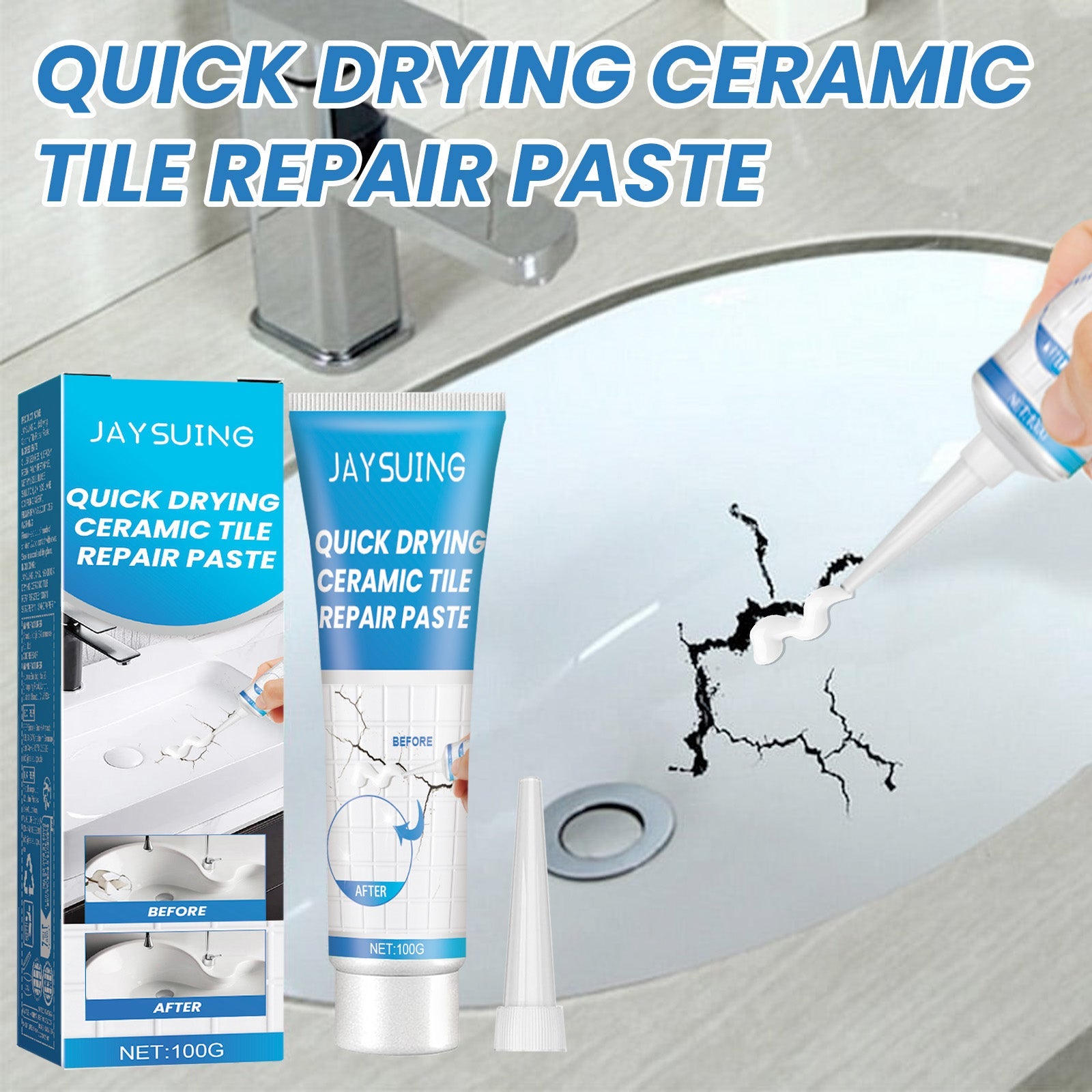 Tile Repair Glue, Bathtub Marble Furniture Floor Tile Toilet Crack Repair Glue Paste