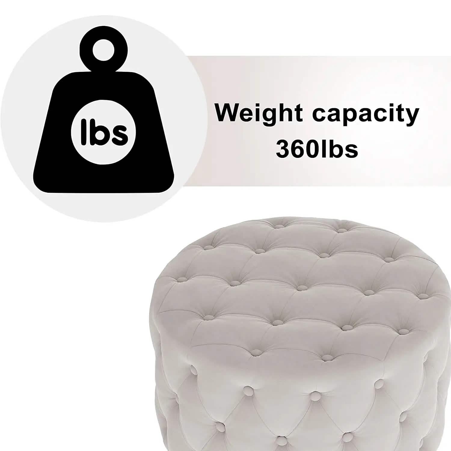 29.5" Tufted Velvet Round Ottoman Classic Button Living Room Footrest with Storage
